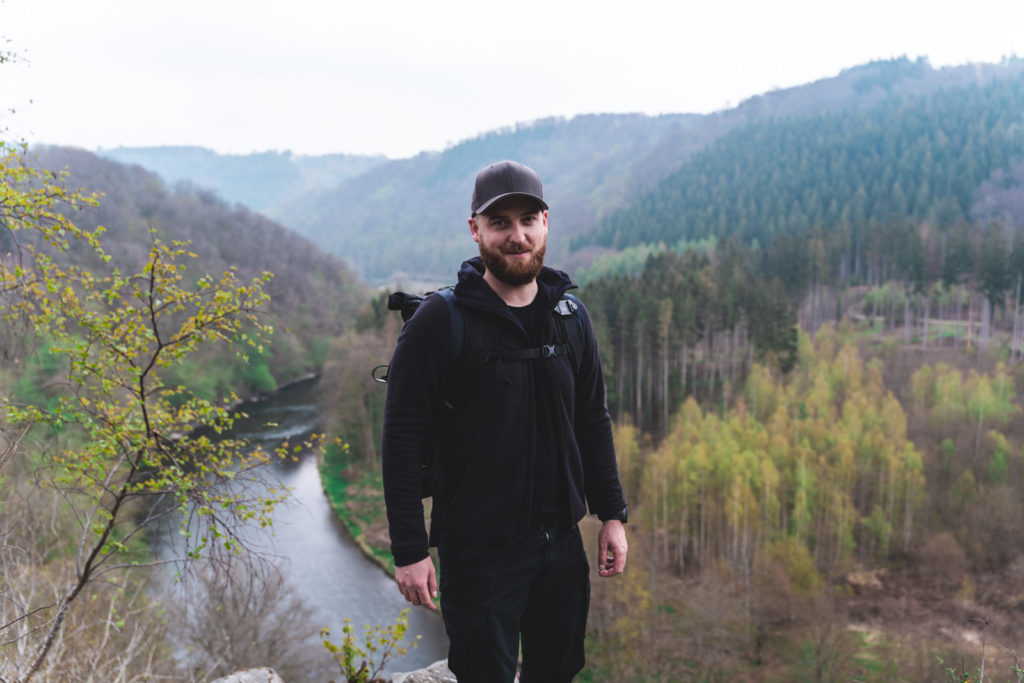 Posing at a stunning viewpoint in Bouillon Belgium