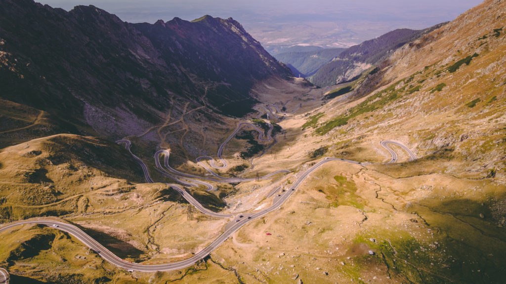 Transfagarasan road view from above.