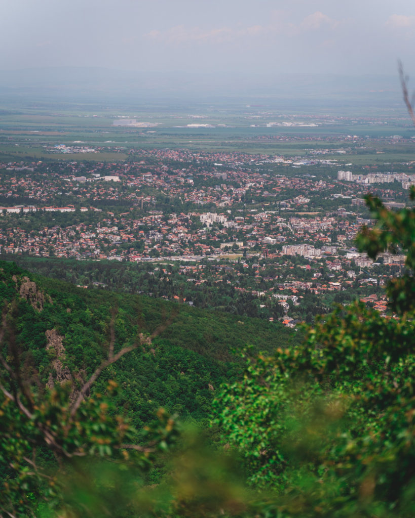 Viewpoint over Sofia while hiking the Boyana Waterfalls trail