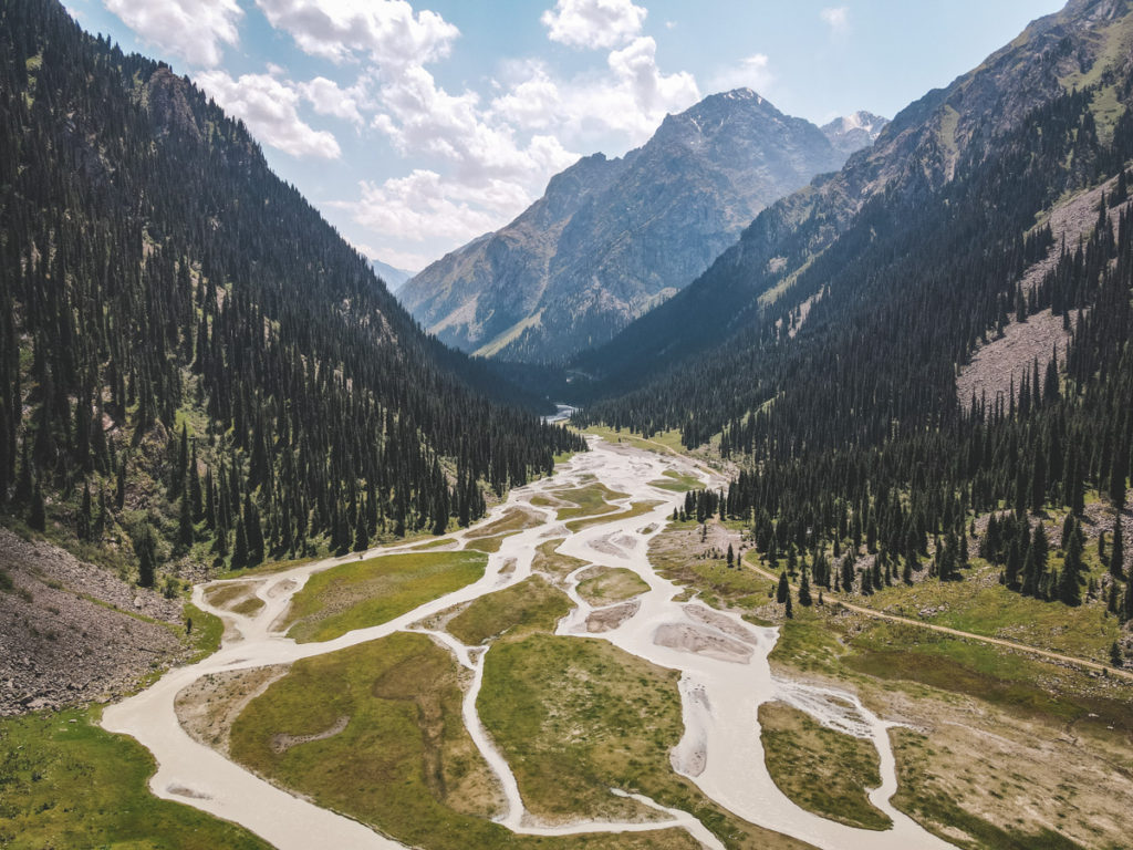 Karakol river gorge on the way to Ala-Kul lake