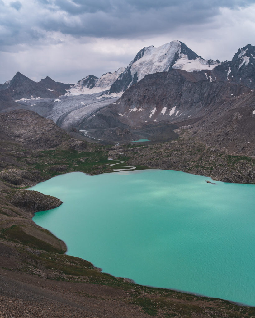 Beautiful lake view on the way to Ala-Kul pass